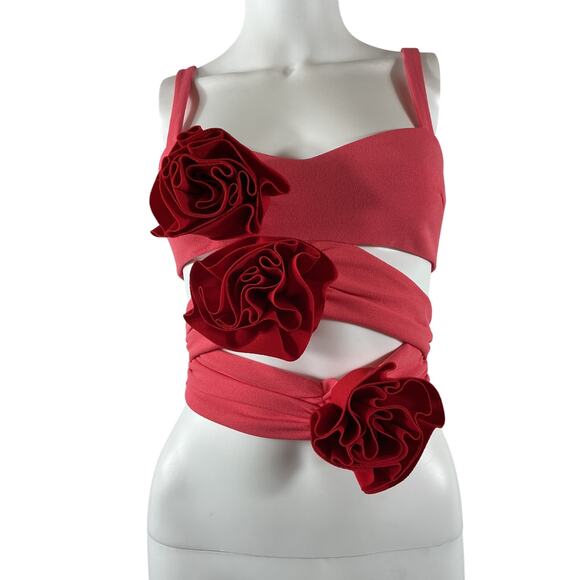 Atoir 'D�j� Vu' Red Polyester Crop Top Size XS - Picture 2 of 4